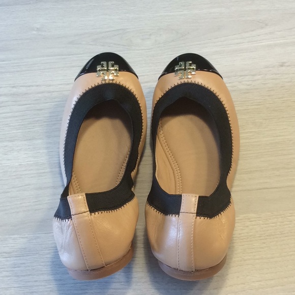 Tory Burch Tan Travel Leather Ballet Slipper Flats - Picture 3 of 16